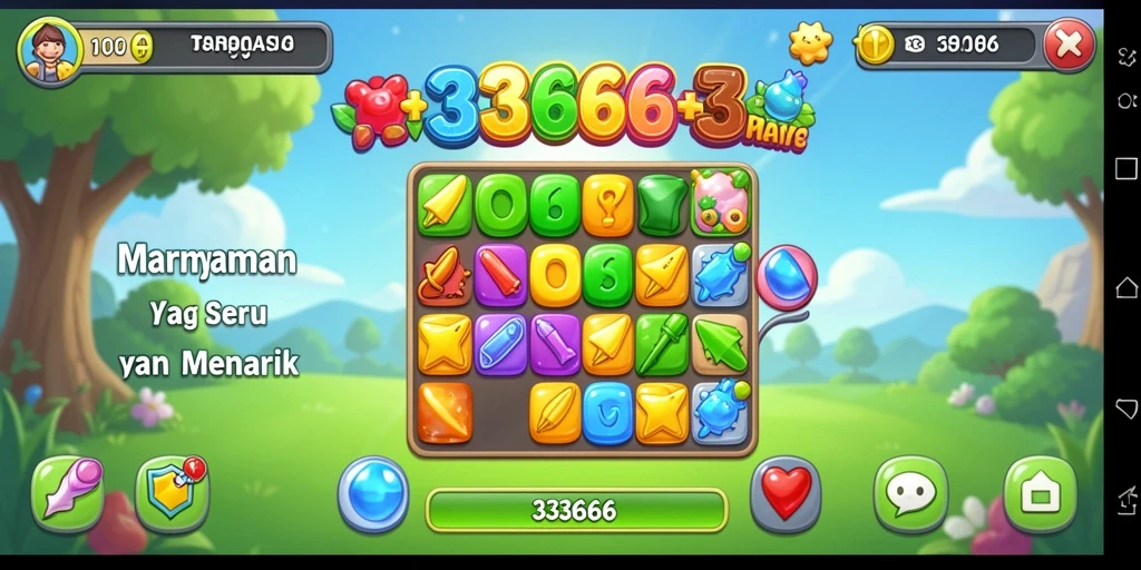Tampilan gameplay Match-3 yang seru di 333666.