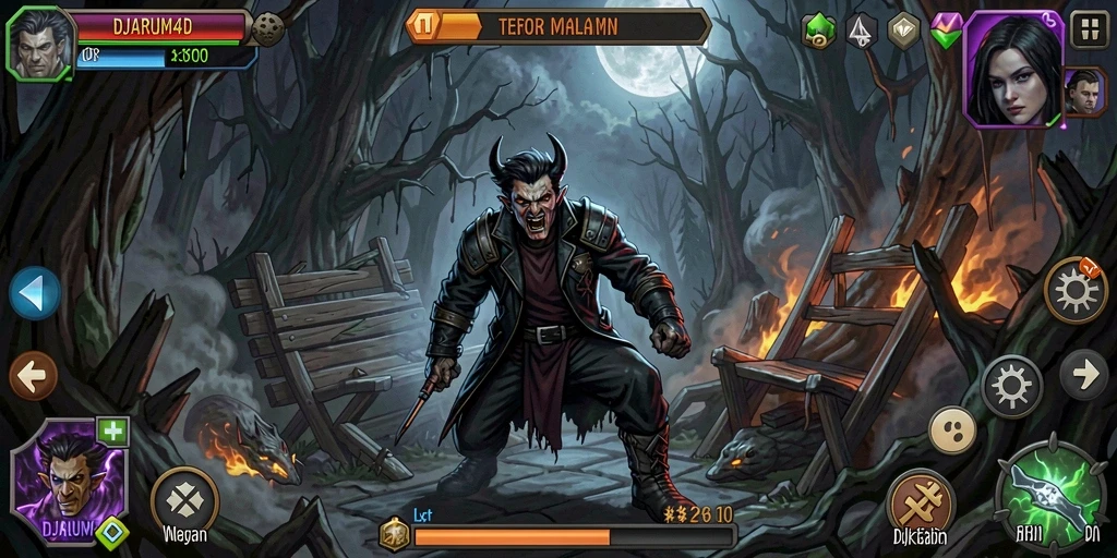 Screenshot gameplay DJARUM4D menampilkan suasana mencekam di lingkungan angker.