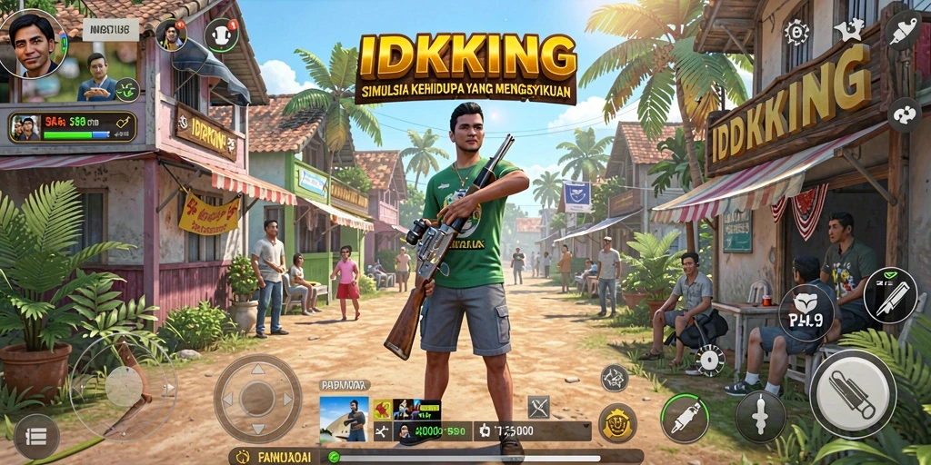 Tampilan gameplay IDRKING yang menawan dengan interaksi karakter.