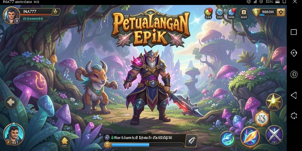 Tangkapan layar menunjukkan pertempuran epik di dunia fantasi INA777.