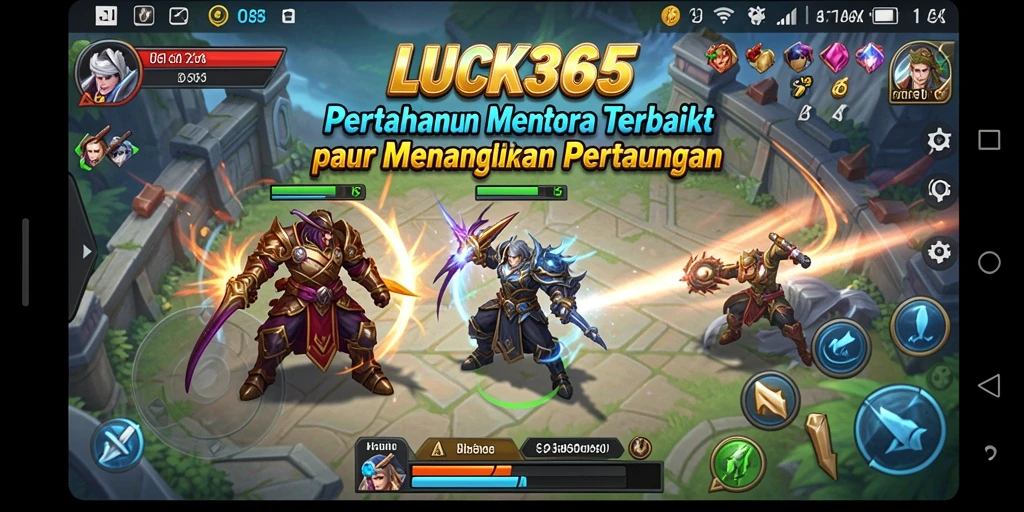 Tangkapan layar gameplay LUCK365 yang menunjukkan strategi pertahanan menara.