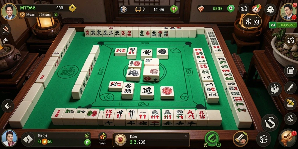 Screenshot gameplay MT966 yang menampilkan aksi Mahjong yang seru.