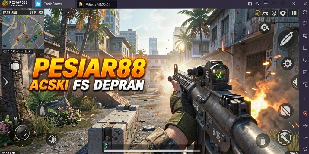 Screenshot PESIAR88 menampilkan aksi bermain yang intens di medan tempur.