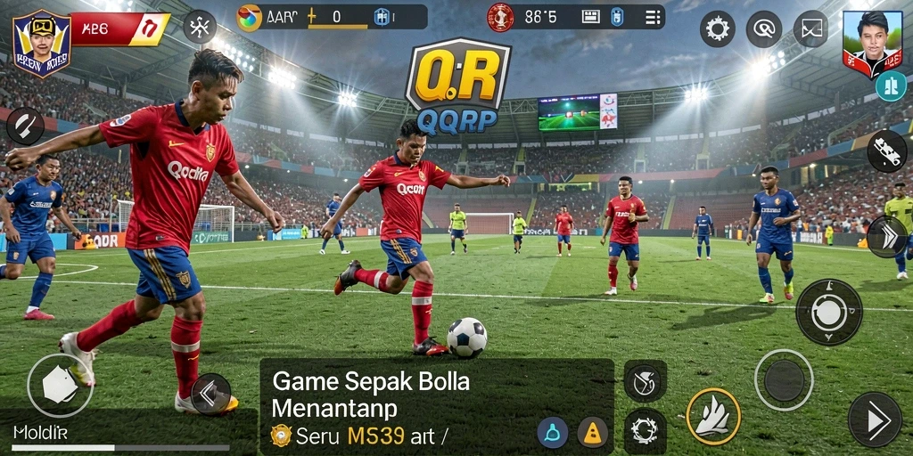 Tampilan gameplay <strong>QQRP</strong> yang memukau dengan aksi sepak bola yang menegangkan.