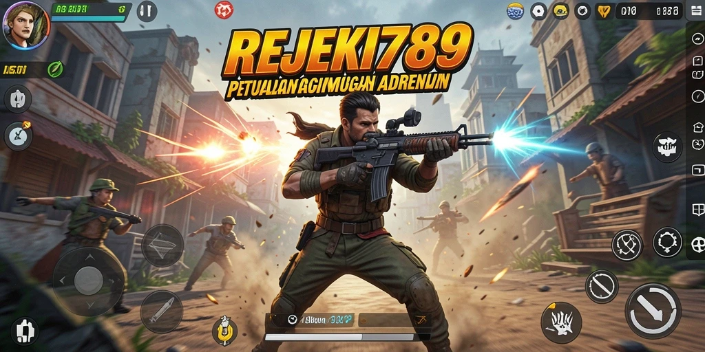 Screenshot menampilkan karakter utama dalam aksi seru di REJEKI789.