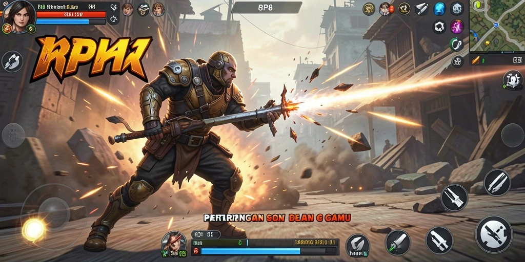 Tampilan menarik dari gameplay RP8 saat bertarung melawan musuh.