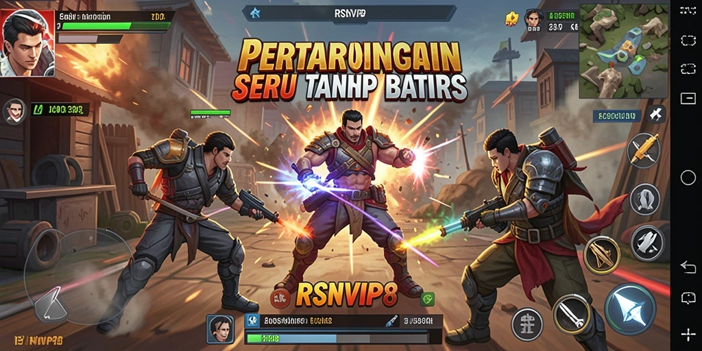 Gameplay RSNVIP8 menampilkan pertarungan seru dengan karakter dinamis.