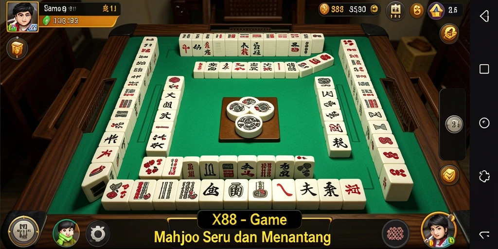 Screenshot utama X88 menampilkan gameplay intensif Mahjong yang mendebarkan.